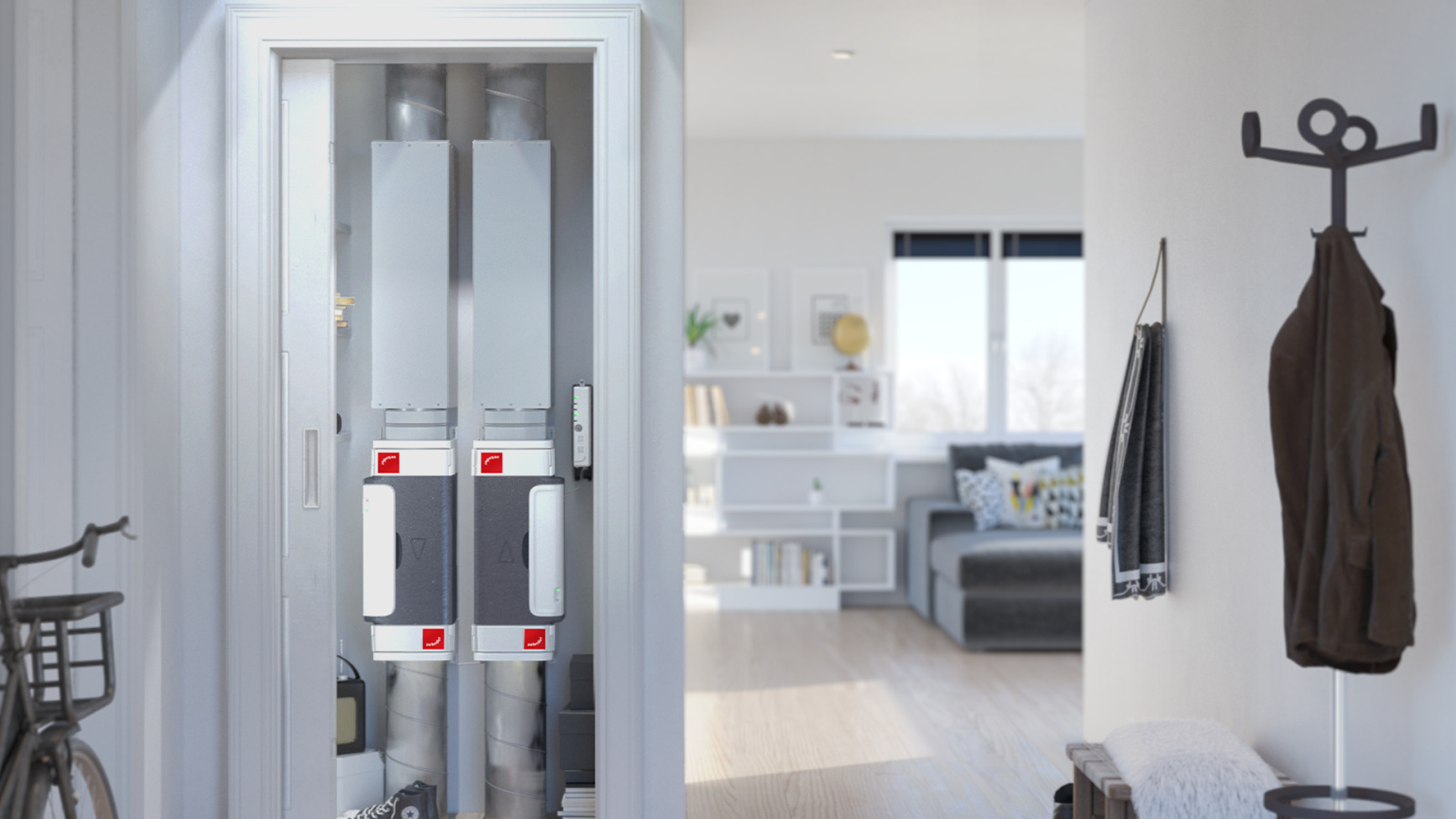 Rendering Zehnder ComfoVar Aero Comfortable indoor ventilation 