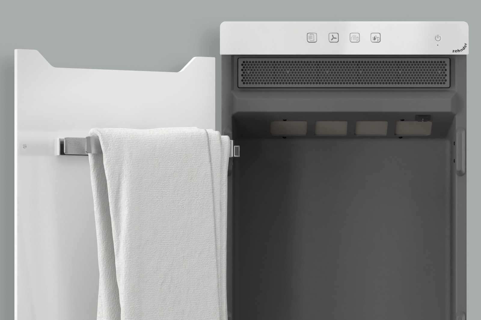 Asciugamani da bagno appesi nell'armadio