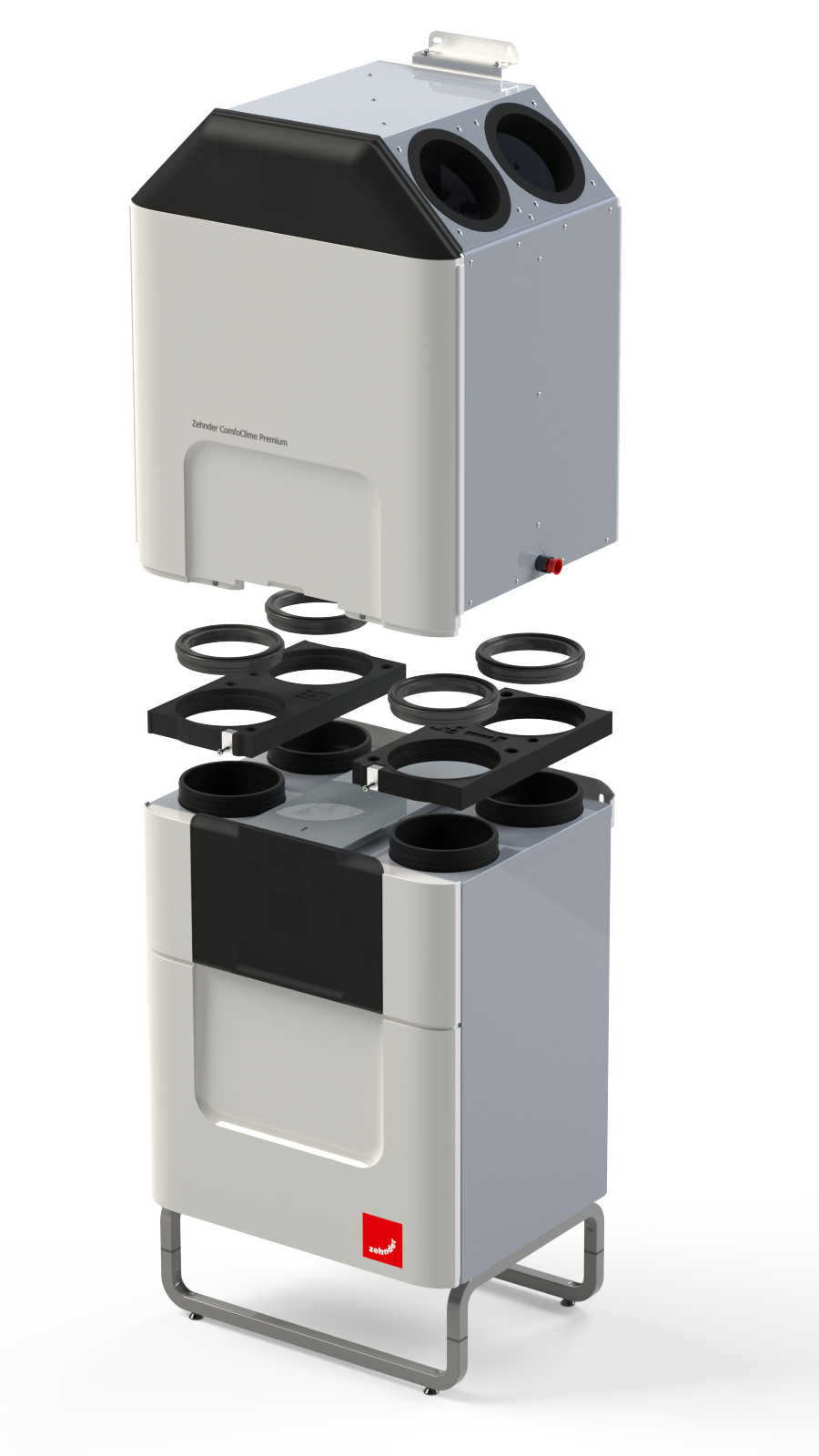 produktansicht Lüftungsgeräte Zehnder ComfoAir Q und Lufttemperierungsgerät ComfoClime