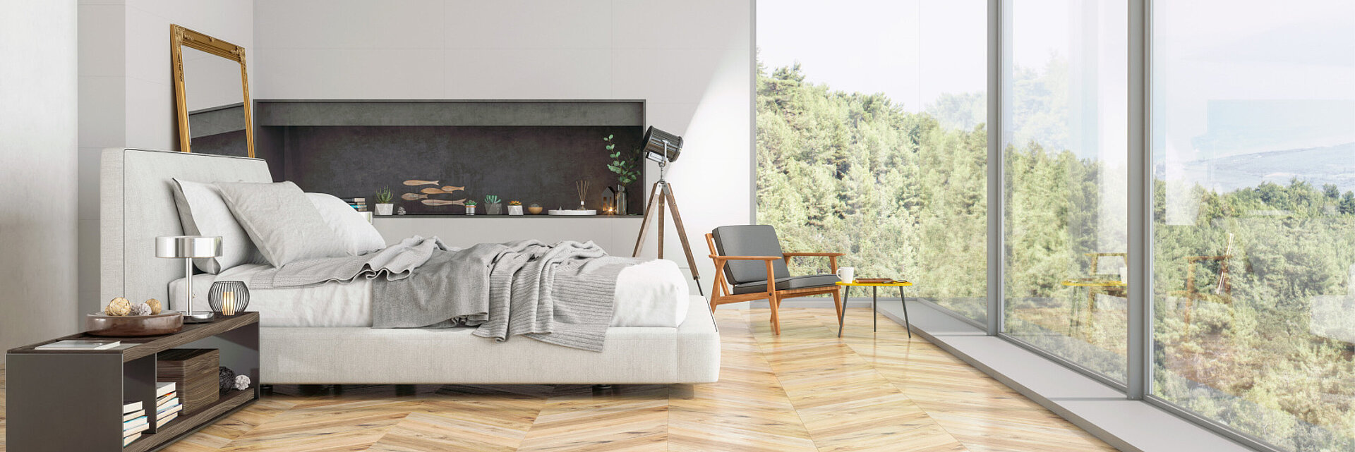 [Translate to Deutsch:] Schlafzimmer mit Komfortlüftung im Sommer