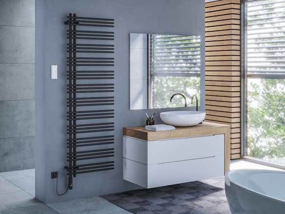 Rendering Zehnder Yucca Asym Decorative radiator Angled view
