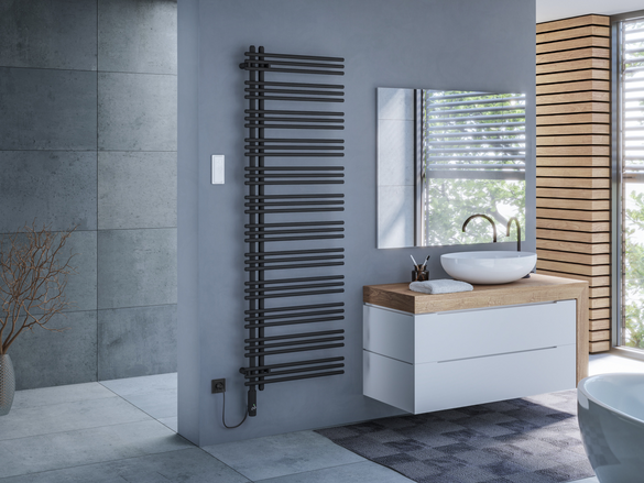 Rendering Zehnder Yucca Asym Decorative radiator Angled view