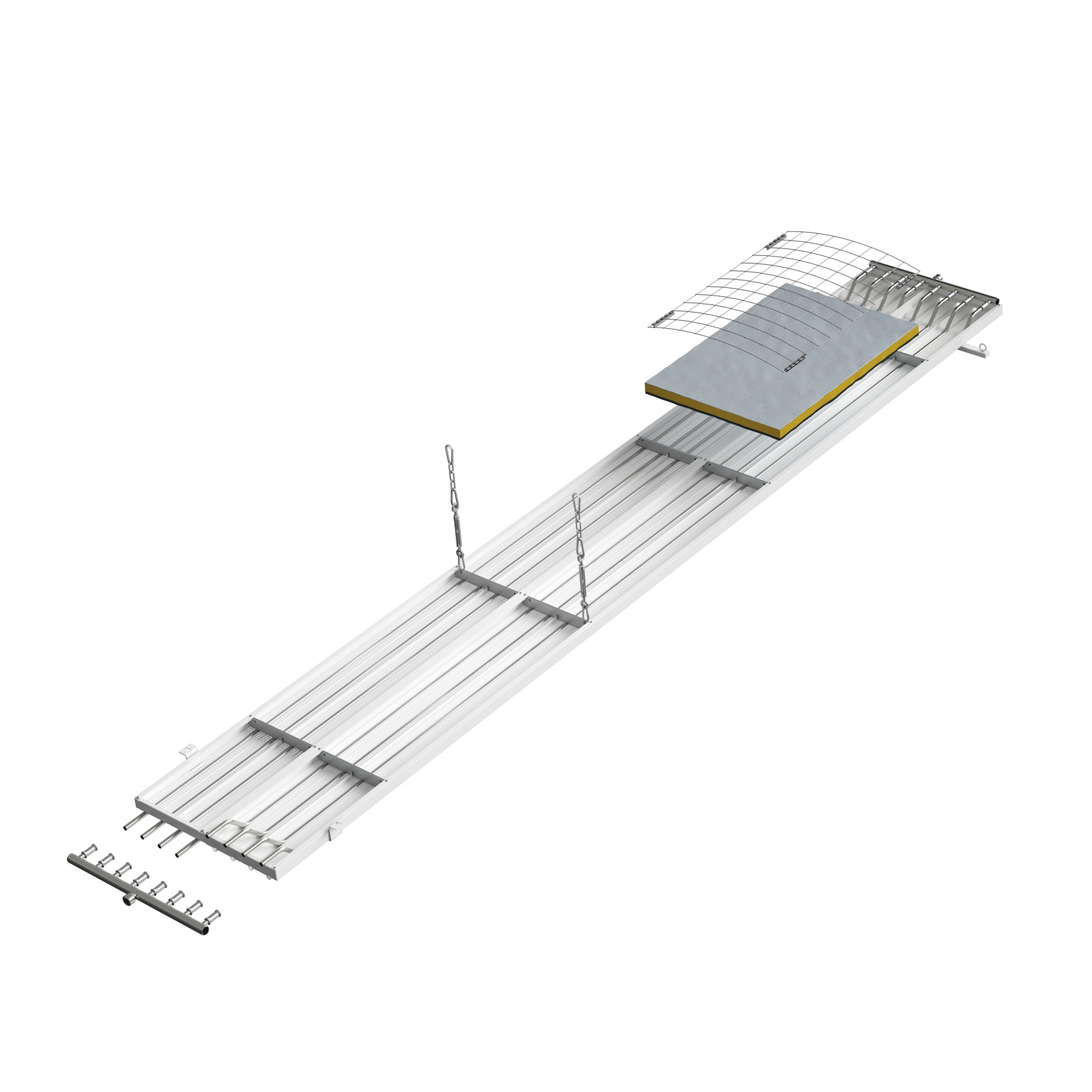 Zehnder_RHC_ZFP_Angled_Complete_Cutout Cut-Out Zehnder ZFP Heating and cooling ceiling system Angled view