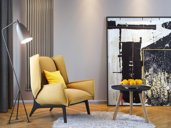 drei d rendering von wohnzimmer moderne einrichtung zehnder heizkoerper