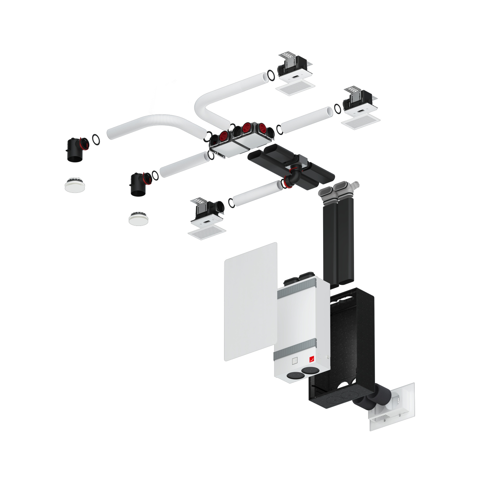 Cut-Out Zehnder ComfoAir Fit 100 Comfortable indoor ventilation Angled view