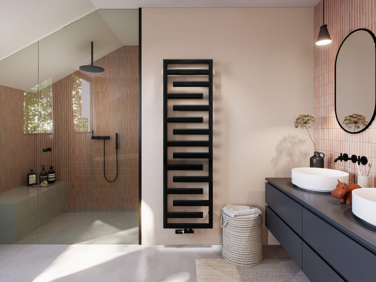 Rendering Zehnder Tetris Decorative radiator Front view