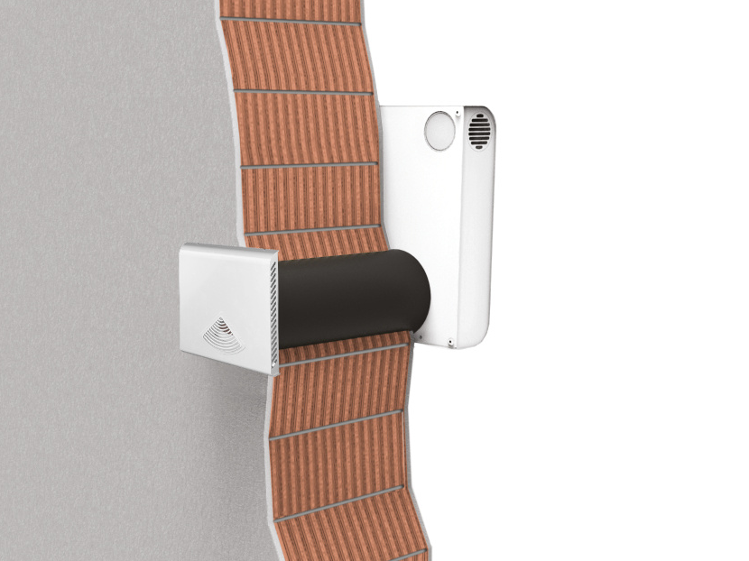 Aussenwand Einbau Einzelraum-Lüftungsgerät Zeichnung Aussenwand mit eingebautem Lüftungsgerät