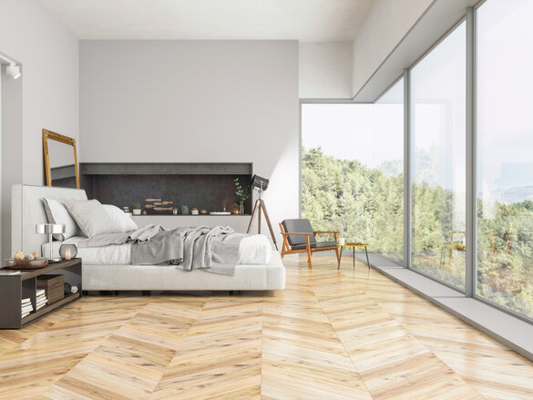 Modern, Bedroom interior, with nature view