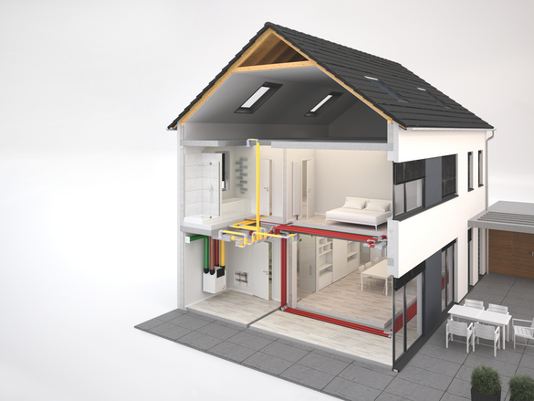 Rendering Zehnder ComfoAir Q350 TR Comfortable indoor ventilation 3D view