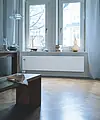 H, 523, valve unit XE white, thermostat SH chrome, wall mounting, break through, Komfortrücklaufverschraubung, Ausführung mit Durchbruch, horizontal