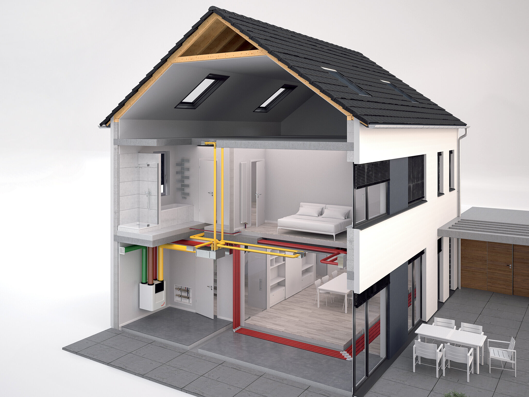Schema della casa con ventilazione Zehnder Schema della casa con sistema di ventilazione