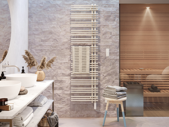 Zehnder Yucca Asym Rendering Zehnder Yucca Asym Decorative radiator Front view