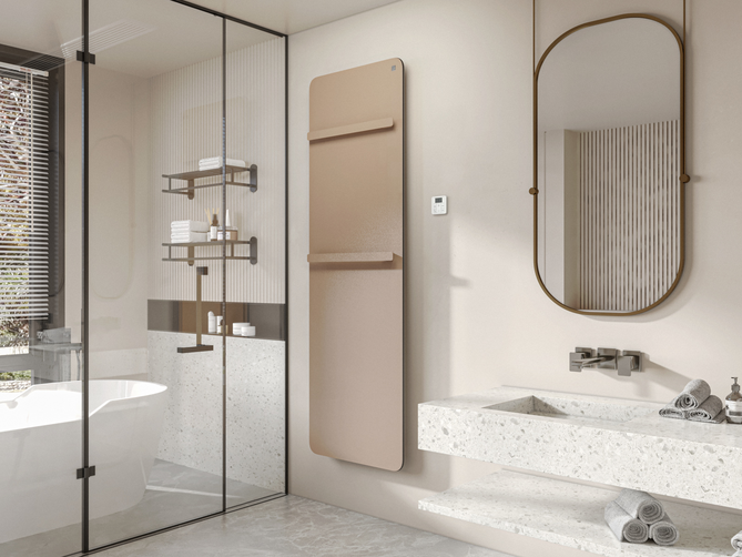 Rendering Zehnder Vitalo Bar Decorative radiator Angled view