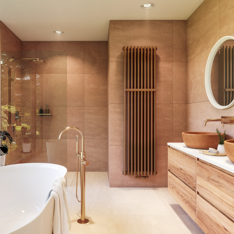 Rendering Zehnder Charleston Bar Decorative radiator Front view