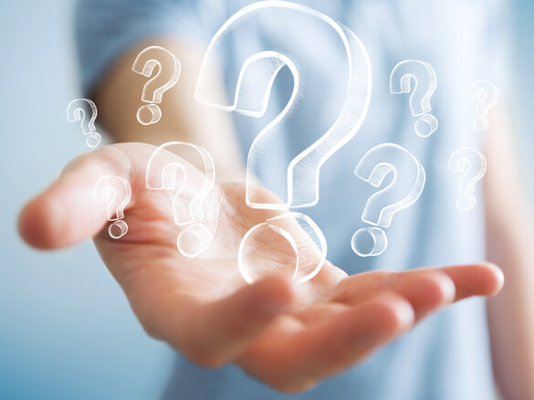 Hand mit Fragezeichen