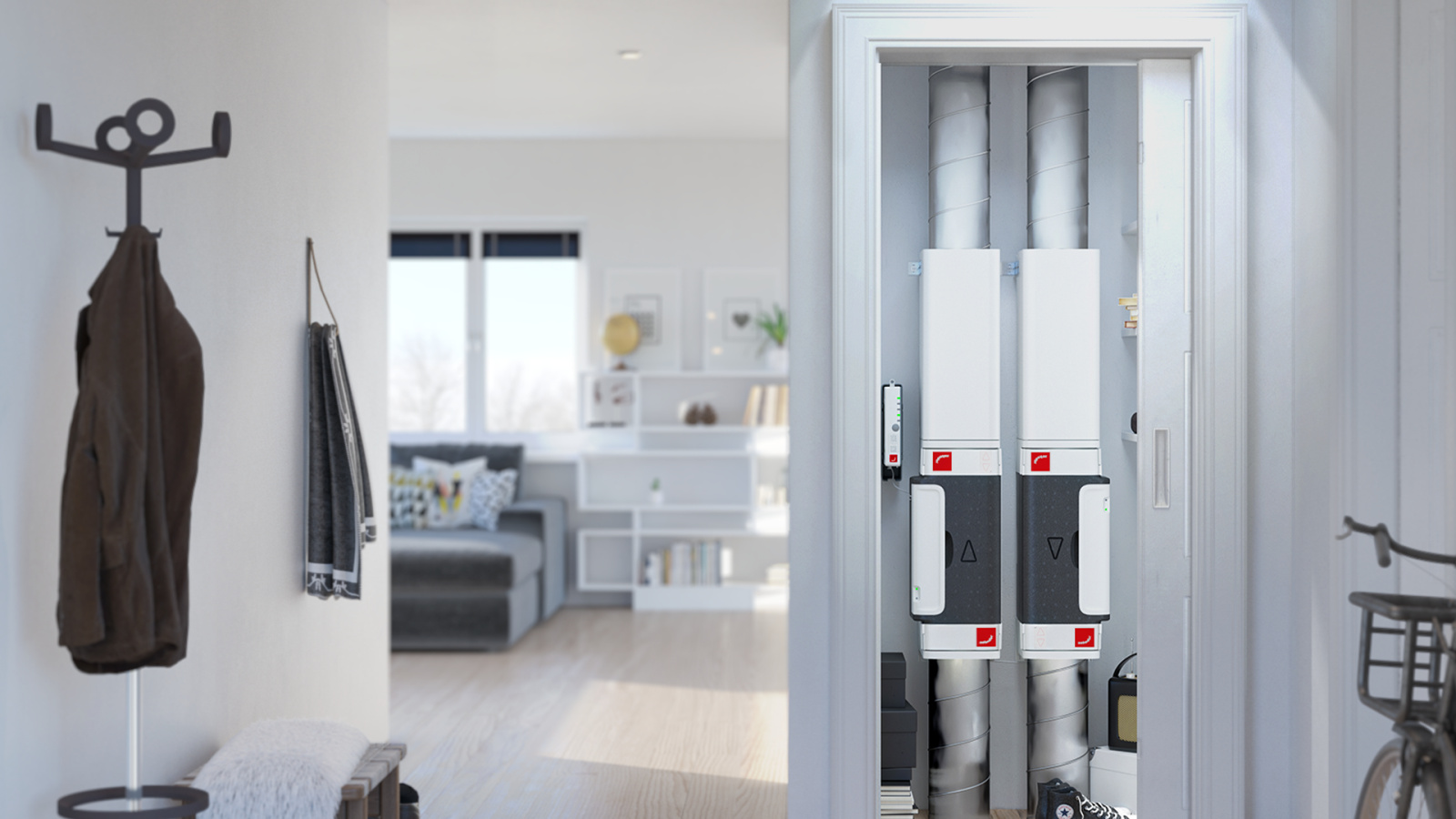 Rendering Zehnder ComfoSilence CVA Comfortable indoor ventilation Front view