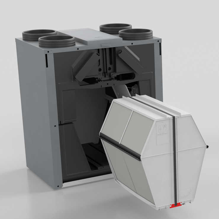 Luftfeuchtigkeit bleibt dank Enthalpietauscher Luftfeuchtigkeit Enthalpietauscher in Lüftungsgerät, Zehnder ComfoAir Q